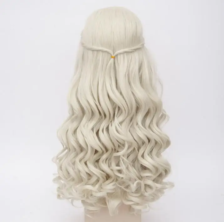 

Anime Women Wigs Alice in Wonderland White Queen Cosplay Wig Blonde Wavy Long Braid Styled Synthetic Hair Heat Resistance Fiber
