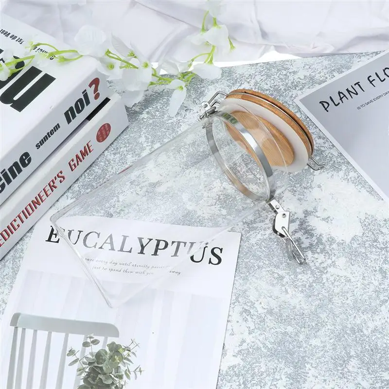 Герметичная баночка из нержавеющей стали с зажимом для хранения крышки бамбука