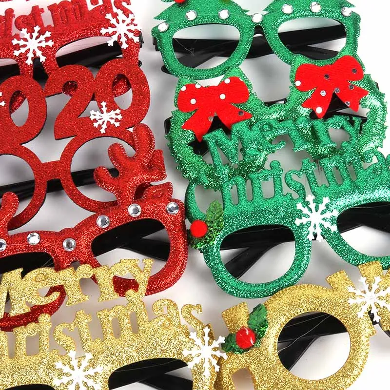 1pcs Merry Christmas Glasses 2021 New Year Smas Bow Navidad Photo Booth Props Natal Decorations for Home | Дом и сад