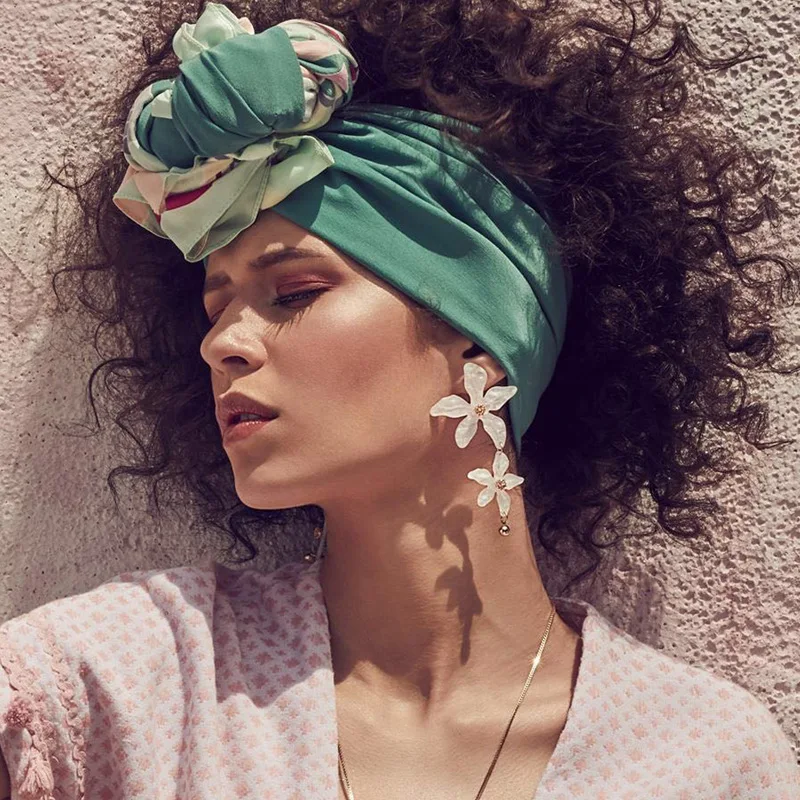 Женские акриловые серьги Yhpup белые подвески с цветком в богемном стиле вечерние