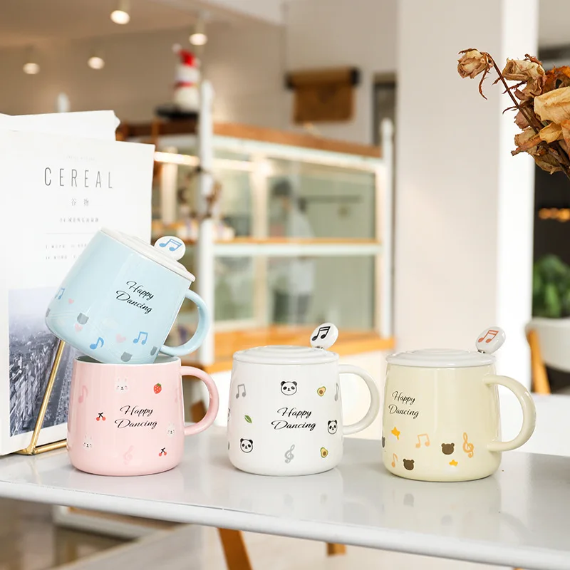 Кружка с рисунком кролика и ложкой креативная фарфоровая кружка для кофе латте
