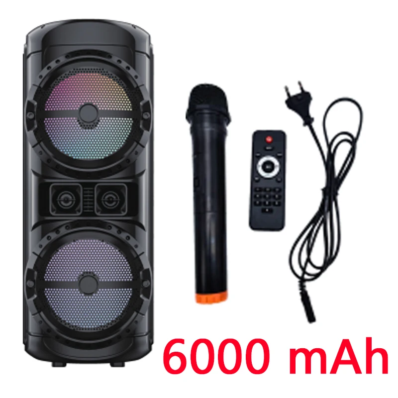 Dual 12-inch Woofer Outdoor Trolley Wireless Bluetooth Speaker Portable 125W Ultra-high Power Audio Subwoofer Column FM Radio