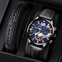 new leather mens watches luxury stainless steel quartz calendar watch for men luminous male business bracelet clock reloj hombre