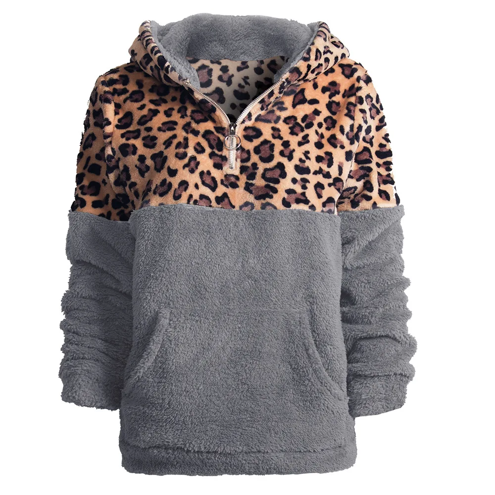 

IFRICH 2019 Winter Hooded Women Sweatshirt Fashion Long Sleeve Leopard Hoody Ladies Oversize Hoodies Women Pullover Clothes Tops