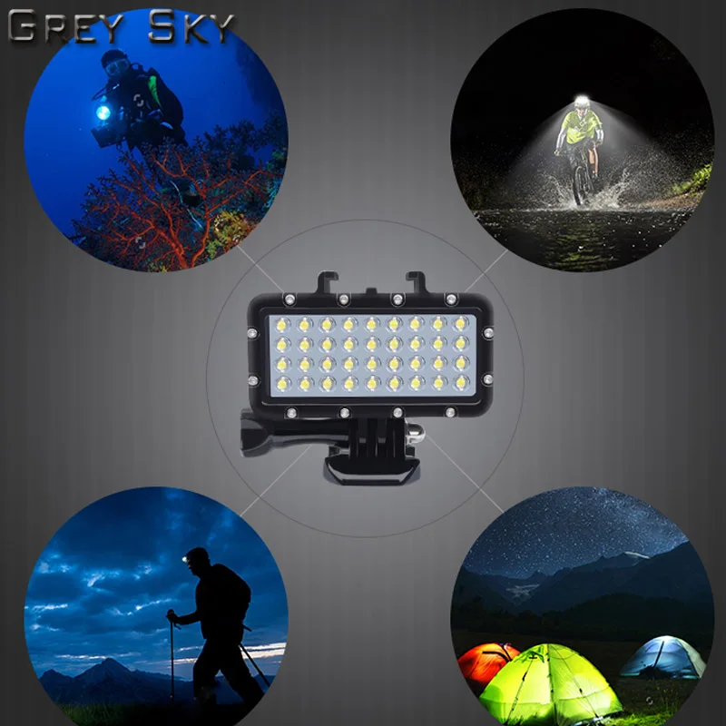 36 LED Beads Diving Lamp Waterproof Light Set For Gopro max hero 8 7 6 5 4 3 Xiaomi Yi 4K+Lite mijia SJCAM SJ8 Accessories | Электроника