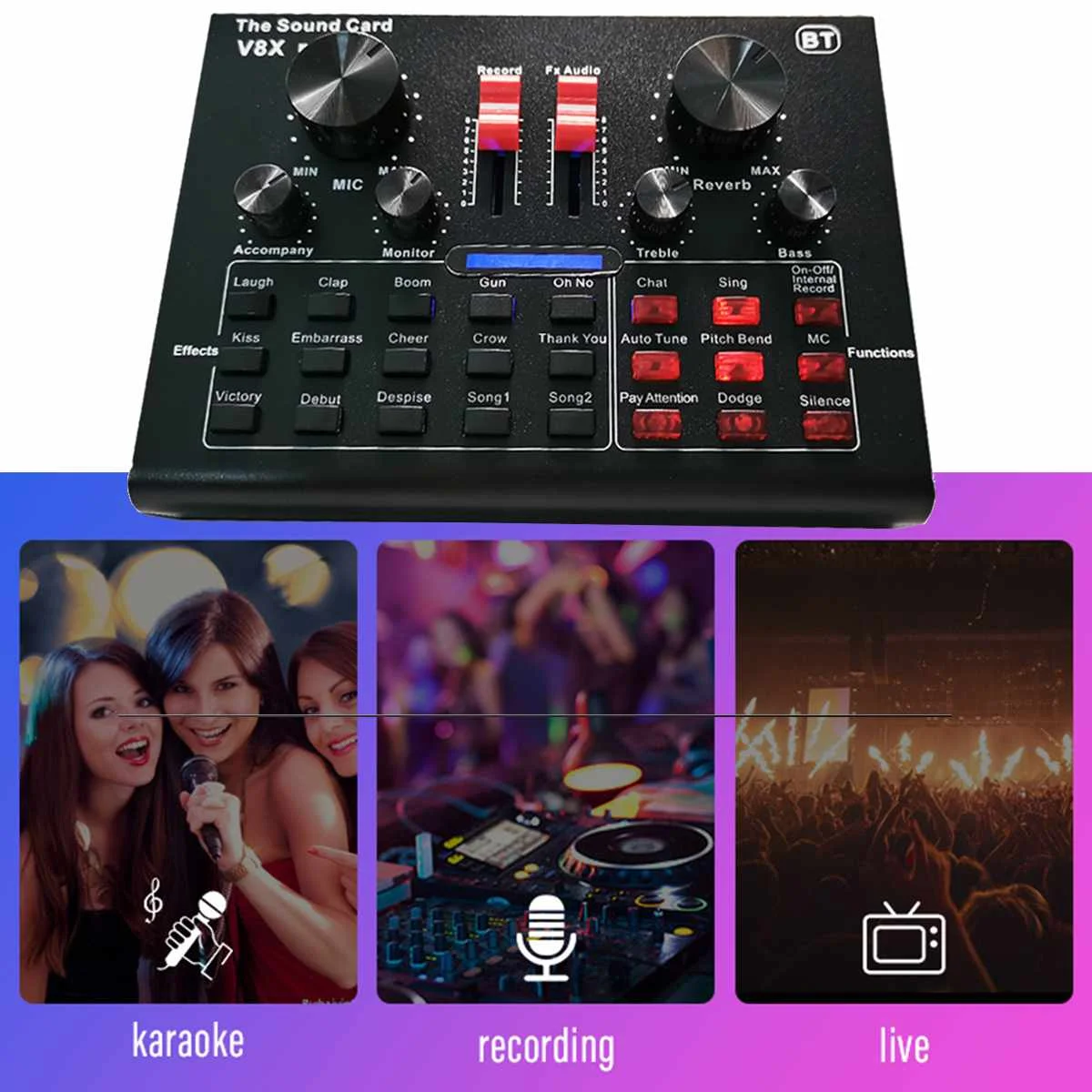 

Bm 800 Karaoke Condenser Microphone Mic For Pc Studio Microphone Braodcasting Singing Recording Karaoke Kit With V8 Sound Card