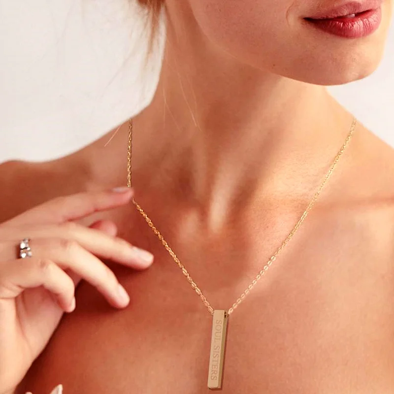 

Custom 3D necklaces,personalized Constellation Vertical Necklace,Four Sides Carved Nameplate Necklaces,Love Each Other Gifts