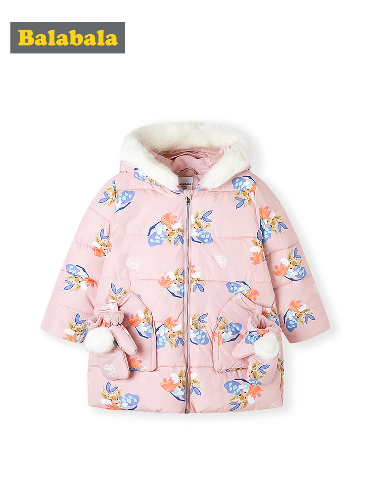 Хлопковая куртка для маленьких девочек Осень зима 2019 Новое Детское длинное