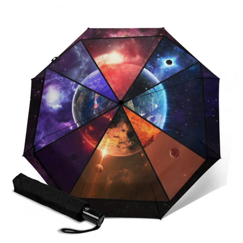 Srong ветрозащитный автоматический 3 складной зонтик от дождя для женщин с 8 ребрами