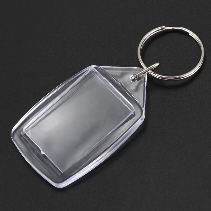 10x прозрачный акриловый Пластиковый пустой брелок для ключей вставить фото