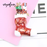 veyofun christmas stocking enamel brooches pins cute christmas bags badge gift