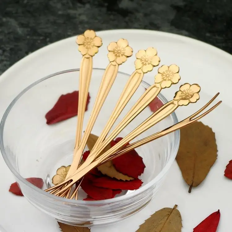 Свадебный Японский творческий из нержавеющей стали Цветочная вилка середины