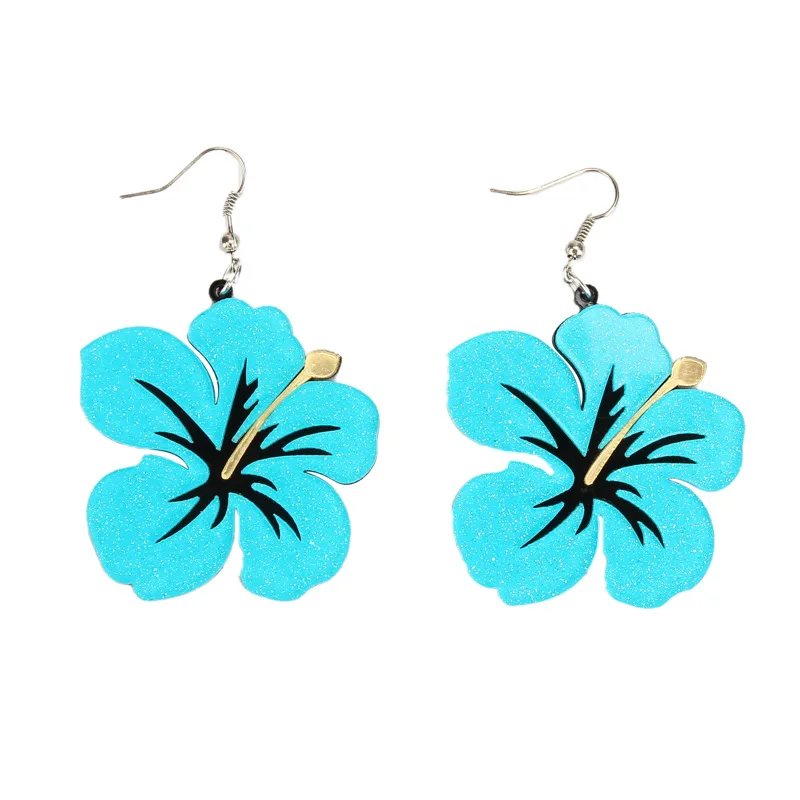 Модные Акриловые висячие серьги в форме синей розы красных цветов Красочные