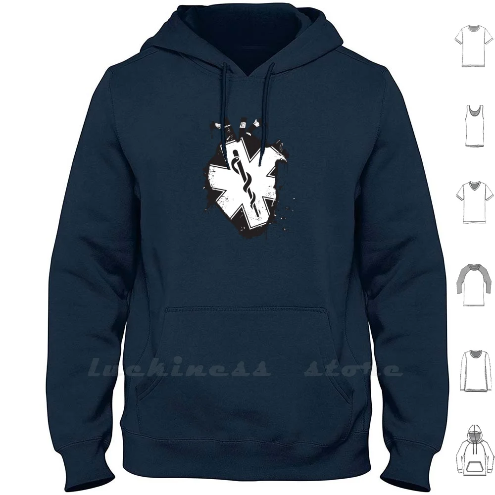 

Star Of Life Anatomical Heart Hoodies Long Sleeve Maydaze Design Asyrum Ems Emt Emergency Services