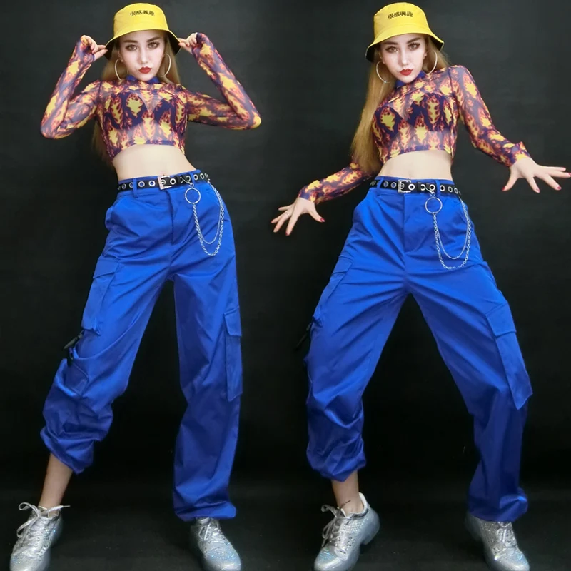 

New Women Jazz Hip Hop Dance Costumes For Adults Pole Dance Wear Sports Hiphop Performance Clothes Rave Festival Outfit SL3204