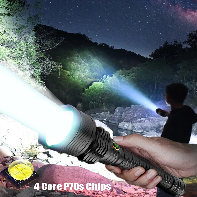 

300000 LM Most Powerful LED Flashlight Tactical Flashlight XHP70S Torch USB Rechargeable Hand Lamp Waterproof Latrn For Outdoor