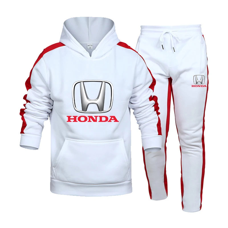 

Honda Car Spring Autumn Men Hoodies Suit Fashion Casual Tracksuit Mens Set Sports Two Piece Stripe Hoodie Pant Male Sets A01