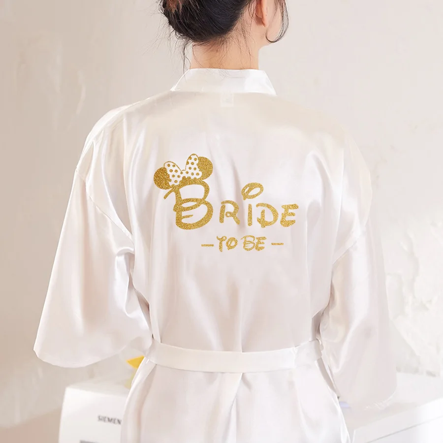 Свадебные халаты для невесты и отряда атласные пижамы халат подружки Команда