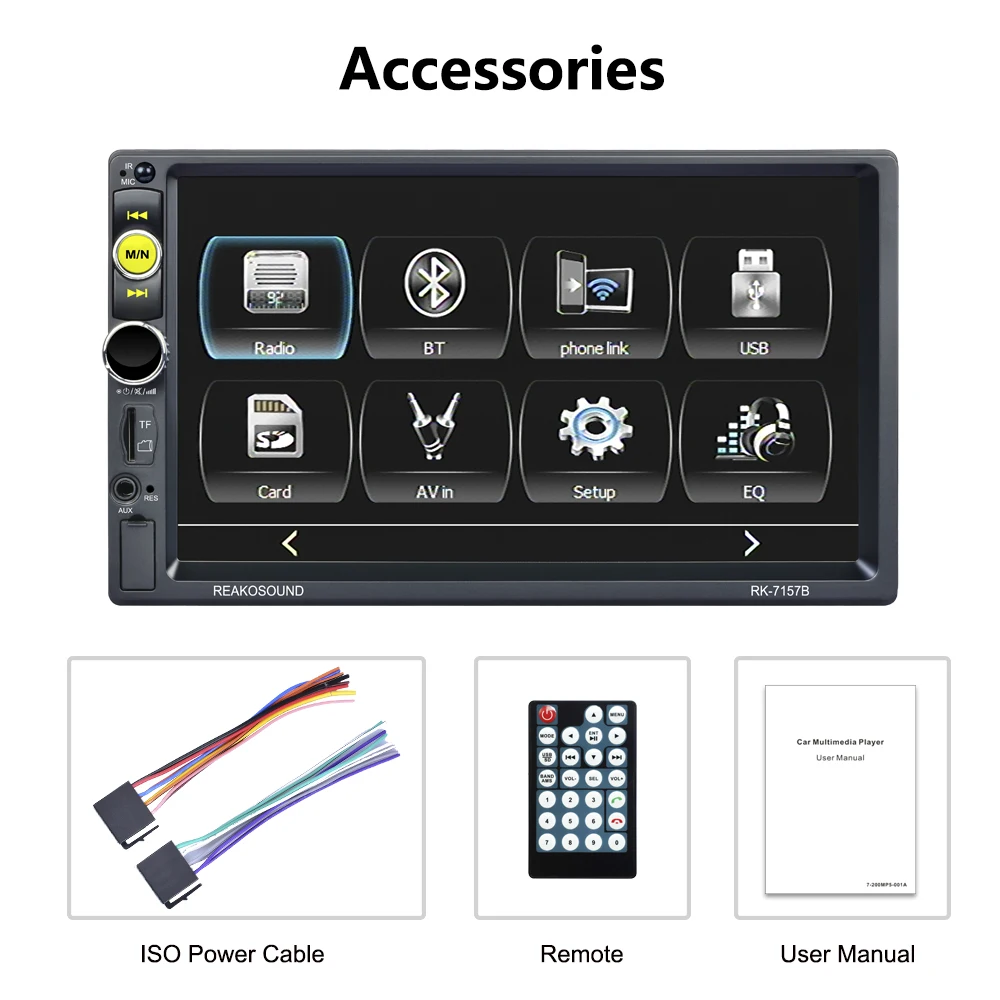 LABO 7 дюймов 2DIN Bluetooth Автомобильный MP5 плеер руль Управление заднего вида Камера FM /