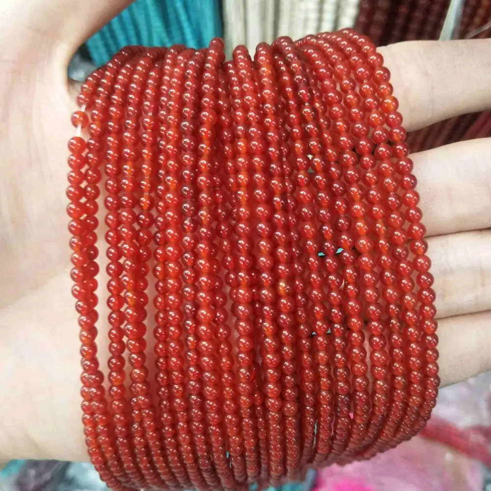 Red agate 2 мм 3 мм из натуральных круглых камней бусины розовый кварц аметисты лазурит Агаты бусины из нефрита для самостоятельного изготовления ювелирных изделий браслет ожерелье - Цвет: Red agate