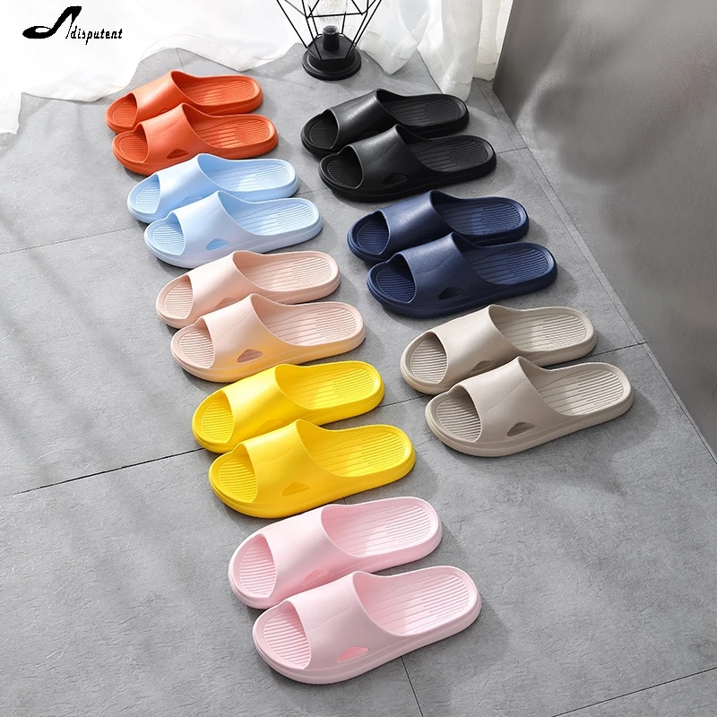 Adisputent Summer House Slippers Shoes Woman Couples Stylish Adult Sandals Slip-Proof Thick-Soled Indoor Outdoor Men Flip Flops