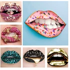 Алмазная картина, полностью квадратные круглые камни для губ, Алмазный дом, домашний декор, мозаичный портрет, Алмазное искусство, ручная вышивка, подарок