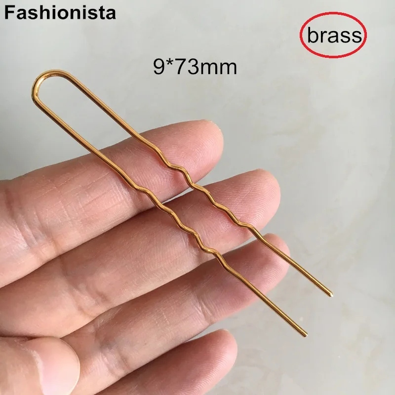 Бесплатная доставка 50 шт. волнистые заколки золотого цвета 9*73 мм шпилька из