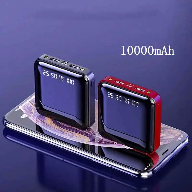 Портативный мини внешний аккумулятор 10000 мАч зеркальный экран цифровой для смарт