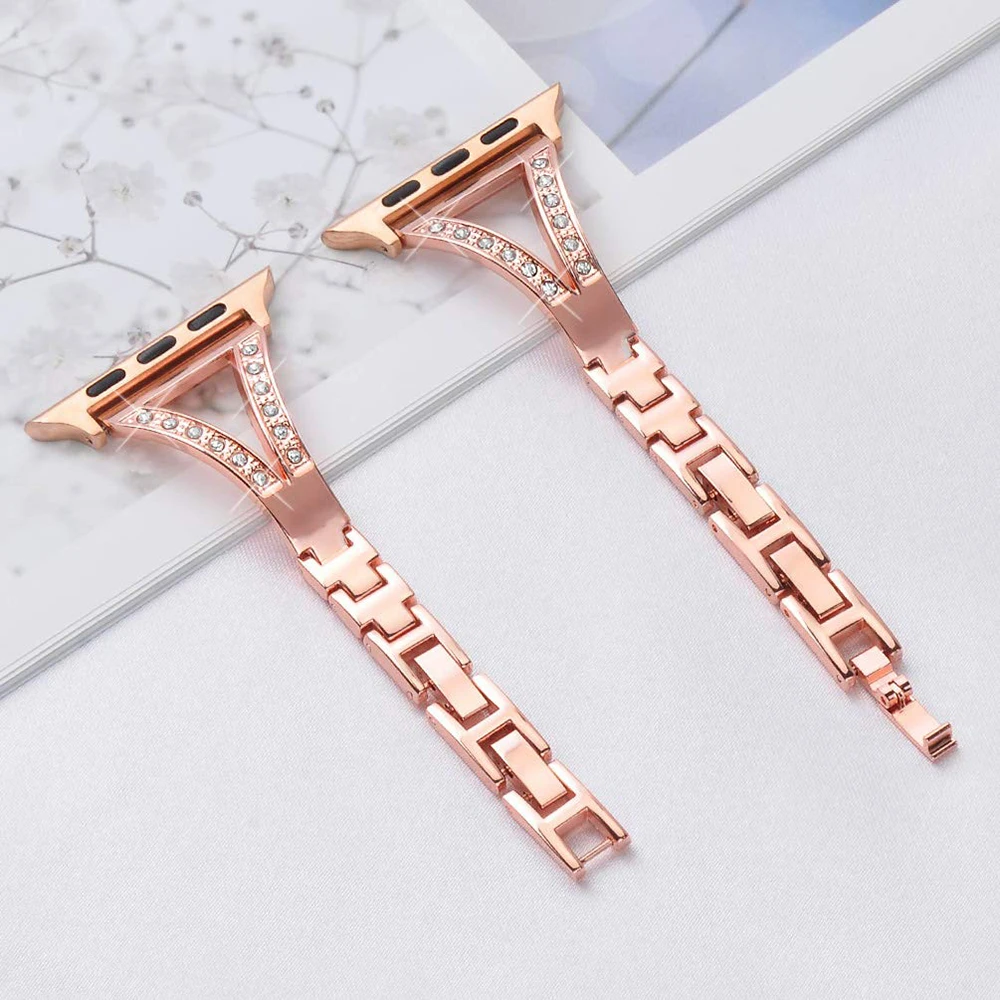 

Luxury diamond Bracelet Stainless Steel band for apple watch series 1 2 3 42mm 38mm Bracelet strap for iwatch 6 SE 5 4 40mm 44mm