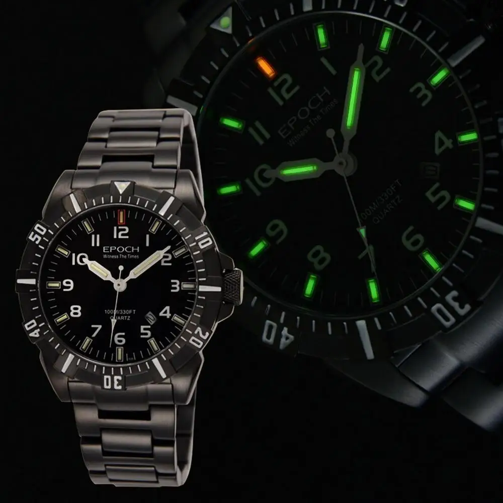 Мужские военные наручные часы, мужские тритиевые часы EPOCH sport T25 светящиеся водонепроницаемые наручные часы Мужские Аналоговые erkek kol saati 6020G
