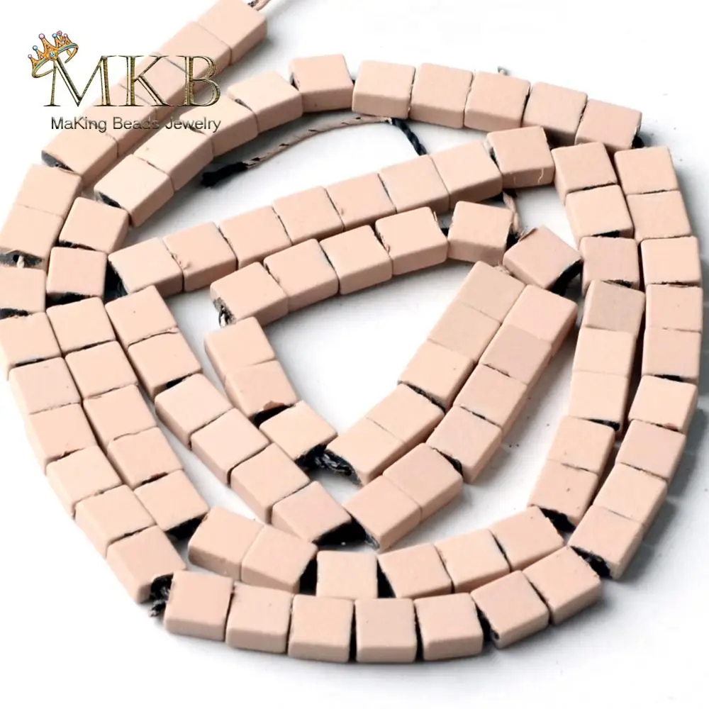 4*4 мм натуральный камень розовый гематит квадрат матовые резиновые бусины