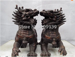 Бесплатная доставка Китайская Красная пара статуэток бронзовый медный Дракон