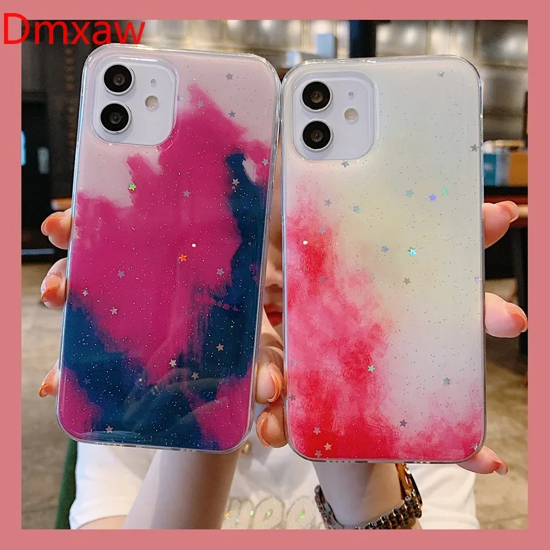 Для Realme C17 7i C15 C12 C11 C2 5 5S 5i C3 6i чехол для телефона акварель облака блеск Bling Star