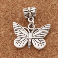 chiricahua white neophasia butterfly big hole beads 22 5x27mm 50pcs zinc alloy dangle fit european charm bracelets b1127