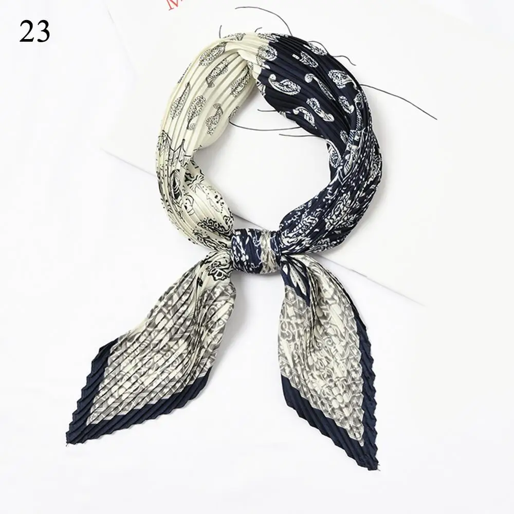 Hot Sale--23 Модный плиссированный шарф в полоску, в горошек, маленький квадратный шарф, бандана, летний Ретро стиль, женский Шелковый атласный платок, шейный платок - Цвет: Hot Sale--23