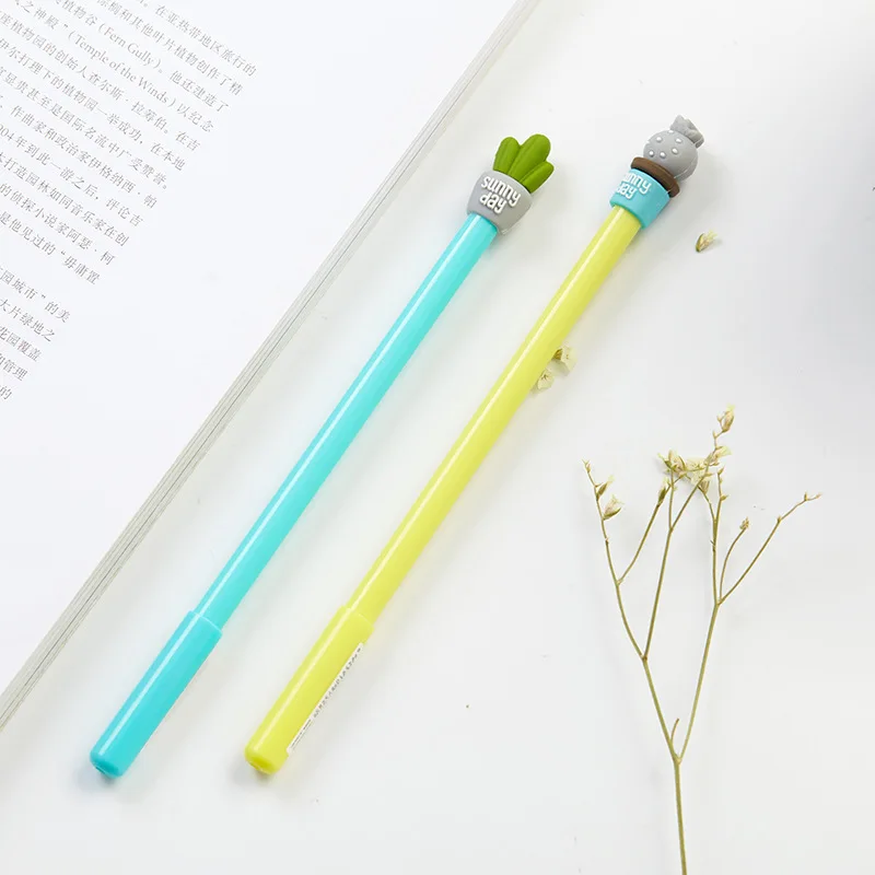 4 шт./лот креативные милые ручки С КАКТУСОМ 0 5 мм черные чернила гелевые для письма