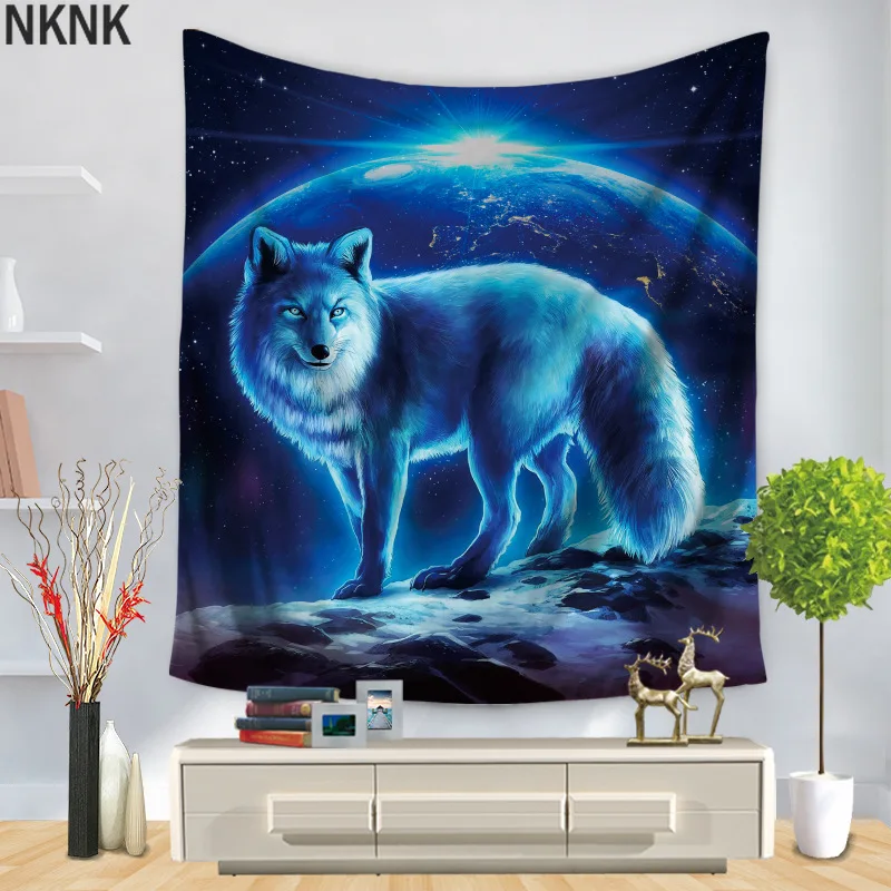 

Background Wall Hanging Tribal Animal Sheets Wolf Tapestry Home Decor Beach Mat Animals Wolf Tapestry