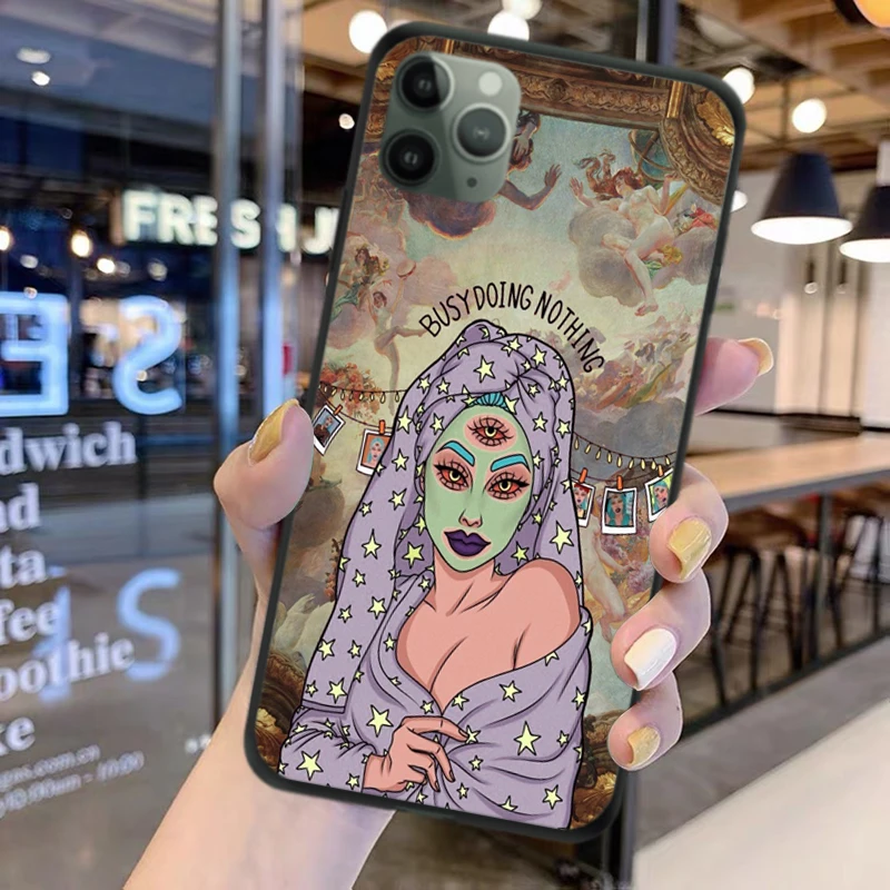 

Cool Cute Cartoon Devil Woman Soft Silicone Phone Cover Case For iPhone XR XS MAX 6 6S 7 8Plus SE 2020 11 12 Pro MAX Fundas Capa