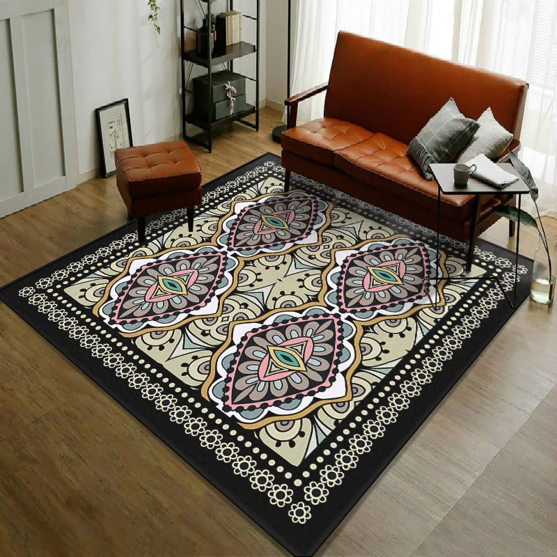 

Bohemian Ethnic Style Printed Square Carpet Living Room Non Slip Coffee Table Cushion Seat Cushion Can Be Customized