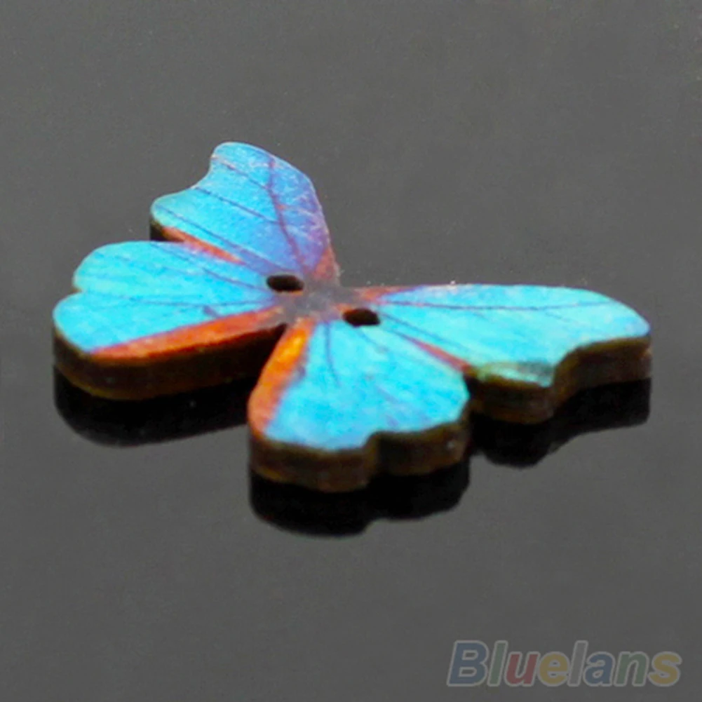 50 шт. деревянные пуговицы для шитья в форме бабочки с 2 отверстиями Детская Кнопка