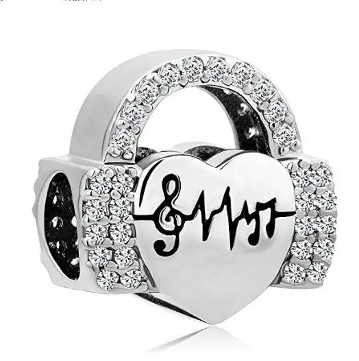 Fit Pandora Браслеты с подвесками синий фиолетовый музыкальные ноты наушники музыка Шарм шарик DIY Женская мода ювелирные изделия - Цвет: Прозрачный