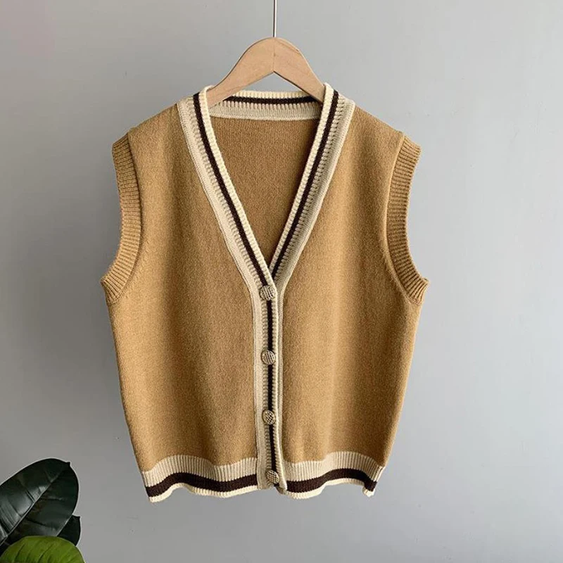 

Модный вязаный свитер без рукавов, жилет, женский кардиган в полоску в стиле пэчворк, Повседневная Весенняя трикотажная одежда, жилет для же...