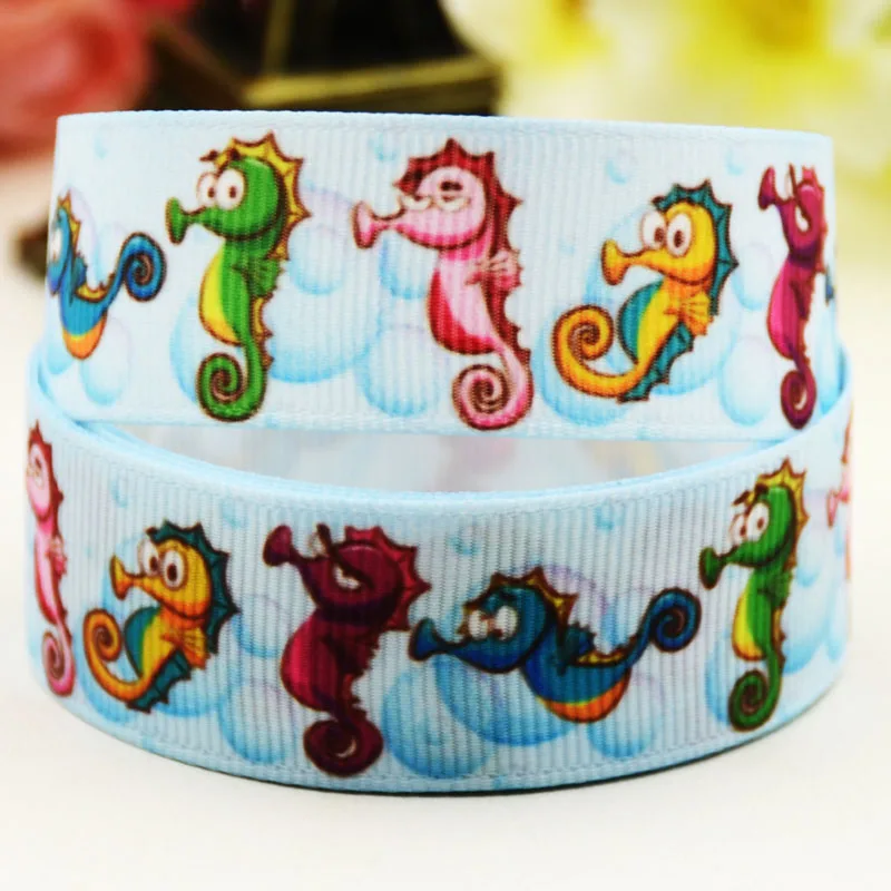 

22 мм, 25 мм, 38 мм, 75 мм, гиппокамп, мультяшный принт, Grosgrain, лента, украшение, 10 ярдов, вечерние
