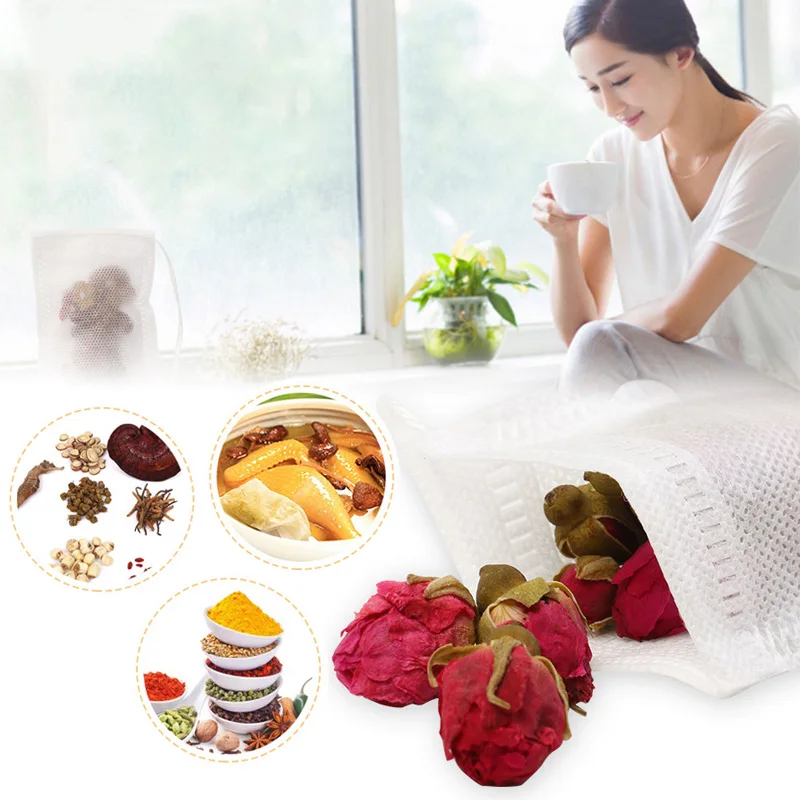 100 шт./лот чайные пакетики 10*15 см пустые для ароматизированного чая со шнурком