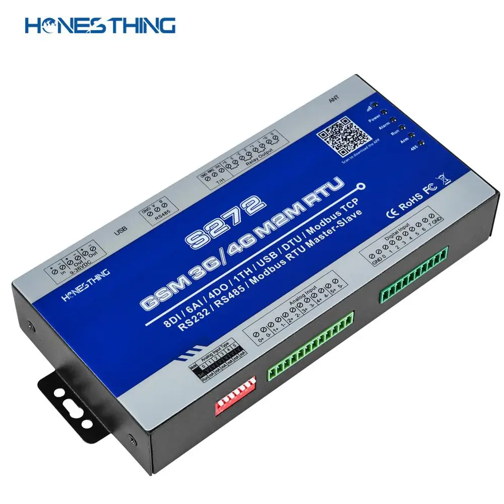 HonesThing GSM SMS 3G 4G IoT RTU Modbus шлюз 8DI 6AI 4DO RS485 контроль данных в реальном времени