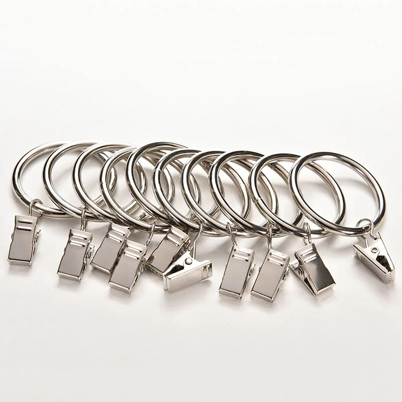 

10 шт./лот неподвижные зажимы для штор из нержавеющей стали, кольца для штор на окно, душевую, подвесное зажимное кольцо, зажимы для драпировк...