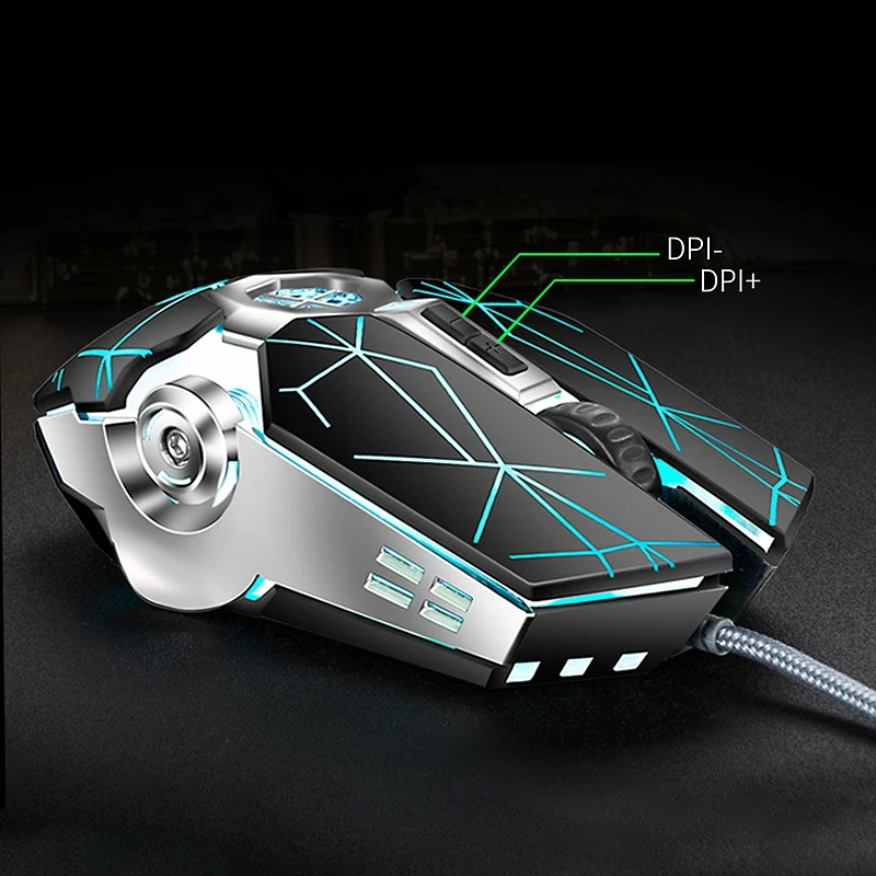 Цветная Ослепительная игровая мышь RGB эргономичная проводная программируемая с 7