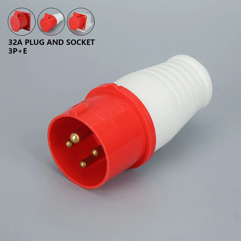 

32A 4 Pin 3P+E IP44 380-415V male&female Electrical Power connector waterproof Industrial Plug & sockets