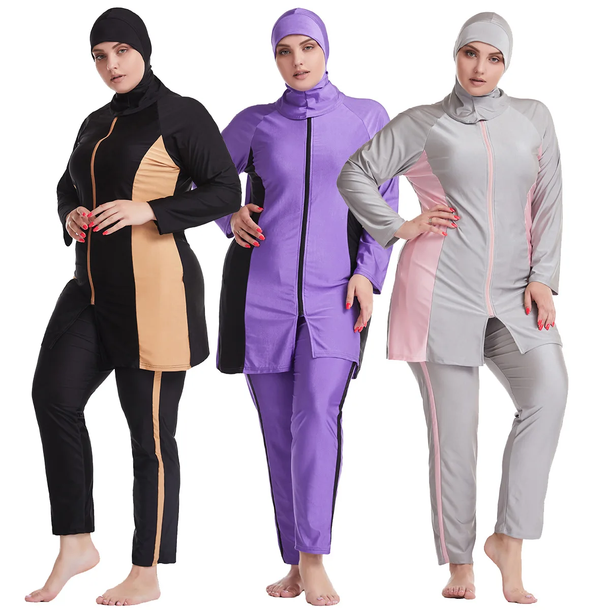 

Women Large Size Printed Floral Full Cover Muslim Swimwear Women Islamic Conservative Swimsuit Hijab Beachwear Bathing Sui