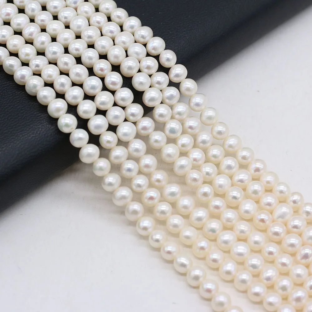 Real Natural Freshwater AAA Pearl Beads Near Round White Loose Pearls For DIY Craft Bracelet Necklace Jewelry Accessories Making